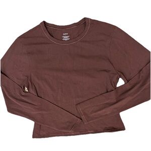 Quince Organic Cotton Brown Long Sleeve Fitted Tee Size L